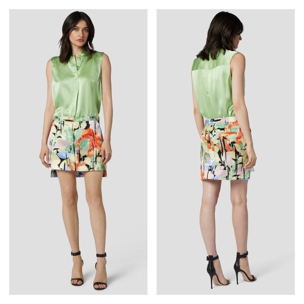 EQUIPMENT The Delafine Printed Floral Silk Jacquard Mini Skirt Size 10